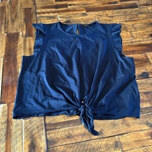 Ann Taylor Factory Midnight Blue Tie-Front Blouse